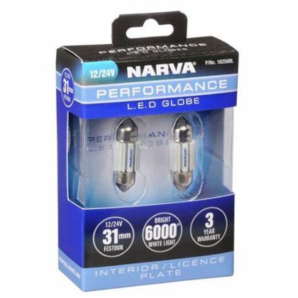 Picture of NARVA 12/24V GEN III LED 31MM FESTOON GLOBE (PAIR) - N18250BL